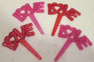 48 Heart & XOXOs OR LOVE Red Pink Cupcake Picks Valentine Shower 