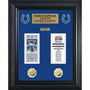 Indianapolis Colts Super Bowl Ticket and Game Coin Collection Framed