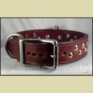 NEW Double Thick Leather Dog Collar with Spots MD 3XL  