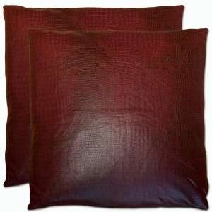  Ostrich Leather Deco Pillow wine (Set of 2)