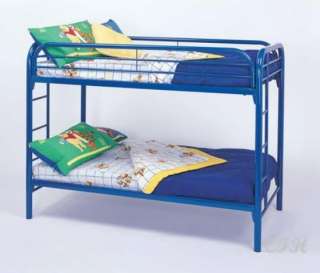 NEW CONTEMPORARY BLUE METAL TWIN OVER TWIN BUNK BED  