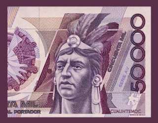 50,000 PESOS Banknote MEXICO 1987 AV   AZTEC King   UNC  