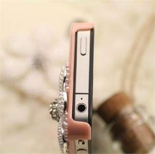 New Lovely Pink Daisy Deco Bling Pearl Sweet Case Cover for iPhone 4 