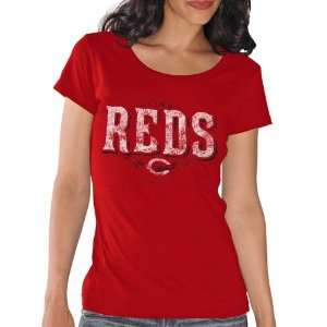  MLB Cincinnati Reds Ladies Double Play T Shirt   Red 