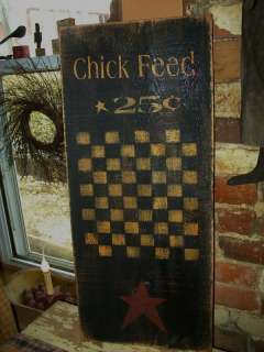 PRIMITIVE CHECKERBOARD, CHICK FEED 25 CENTS GRUNGY  