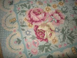   Rug, Pink Roses w/Powder Blue & Pastels, Shabby Chic, 25x37  