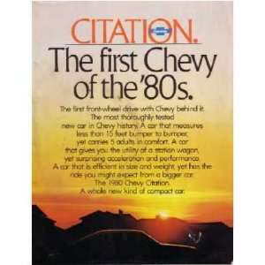    1980 CHEVROLET CITATION Sales Brochure Literature Book Automotive