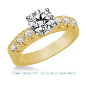  Round Diamond Ring with Accenting Burnished Sidestones in 