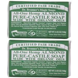  Dr. Bronners Organic Pure Castile Bar Soap, Almond   2 pk 