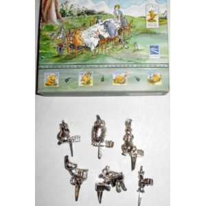  Set of 6 Silver Winnie the Pooh Birthday Candle Holders 