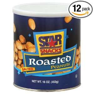 Star Snack Peanuts Salted Can, 16 Ounce (Pack of 12)  