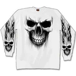 NEW NWT Ghost Skull Tribal Flames Long Sleeve T Shirt  