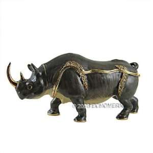  Rhinoceros Jewelry Trinket Box Jeweled