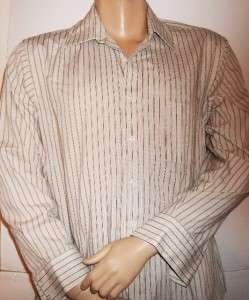VAN HEUSEN Wrinkle free Fitted Mens Button down Shirt Beige 18 34/35 