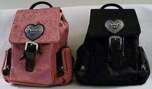  Leather HEART Pattern BACKPACK Purse in PINK or BLACK Carry 2 Ways