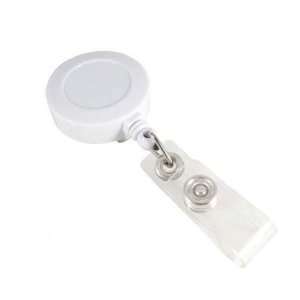 Badge Reel Lanyard   White   Retractable with Belt Clip and Plastic 
