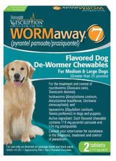   vetscription worm away 7 tabs large dog 2 count dog de wormer