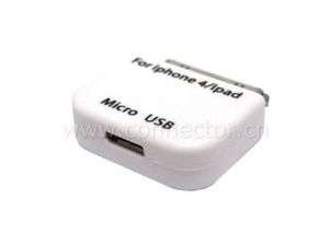 White Micro USB female to dock 30pin male for iPhone 4 iPod iPad 