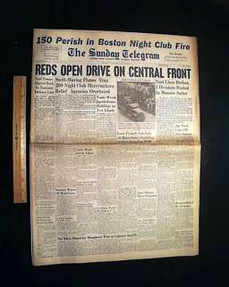 COCOANUT GROVE Boston MA Fire Holocaust 1942 Newspaper  