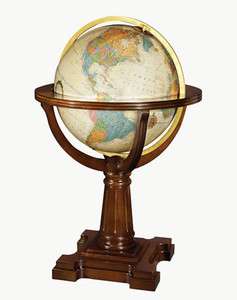 Replogle World Globe, 20 Illuminated Globe, Walnut Base, Antique Map 