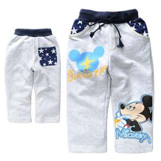 New Light Gray Baby Kids Boys Mickey Mouse Pants 10037GY  