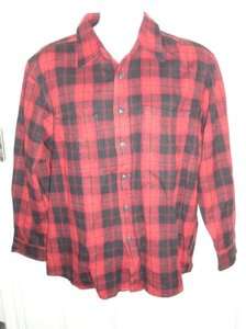 SMITHS WORKWEAR MENS RED & BLACK PLAID FLANNEL SHIRT SIZE LARGE NWOT 