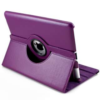Purple 360 Rotating Swivel Magnetic Smart Leather Stand Cover Case 