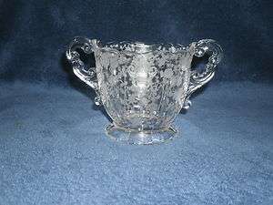 Cambridge Crystal Rose Point Etched Open Sugar Bowl Shape 3400  