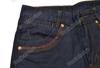 New Mens Slim Fit Japanese Classic Straight Denim Jeans Trousers Dark 