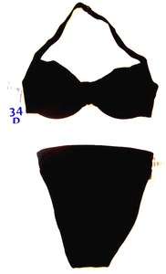 NWT Sz 34D/M ~ Sunsets Separates Black Bikini Swimsuit  
