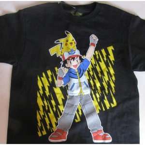 Pokemon T shirt Ash with Pikachu Size Small Color Black   Licensed