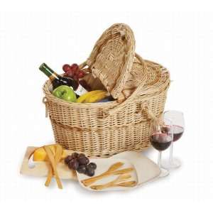 Eco Friendly AZO Free Hand Woven Willow Picnic Basket for 2 W Bamboo 