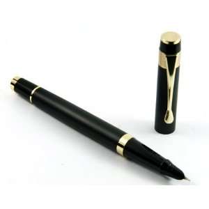  Classic Golden Clip Carved Ring, Black Fountain Pen with 