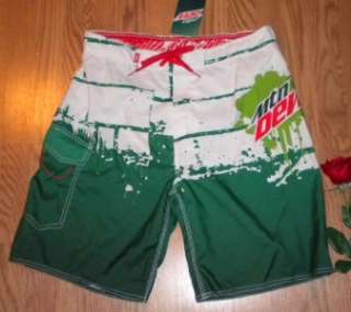 NWT Mens MOUNTAIN DEW classic design lined BOARD SHORTS  