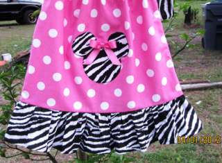   polka dot pink zebra pink ribbon pillowcase dress size 3mos up to 6y