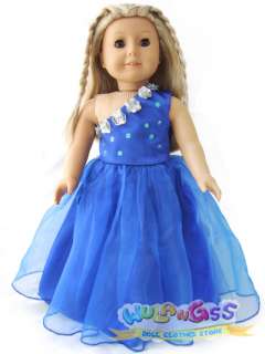Blue Beads Party Dress fits 18 American Girl doll  