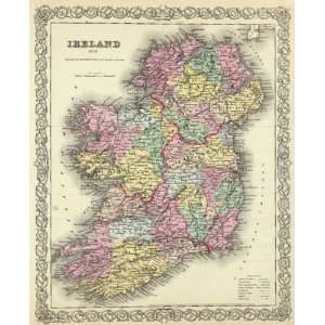  IRELAND UNITED KINGDOM (U.K.) J.H. COLTON 1856 MAP