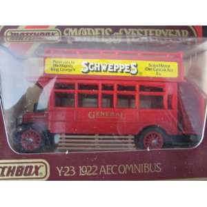 1922 AEC Omnibus (red) Schweppes Logo Matchbox Model of Yesteryear Y 
