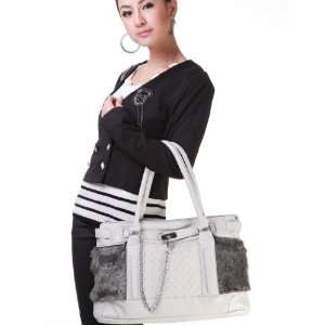   Purse Shoulder Vintage Bag Handbag Satchel Tote Chain Women Gray White
