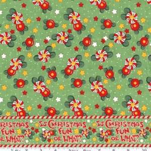 45 Wide Moda Isnt Christmas Jolly Candy Border Green Fabric 