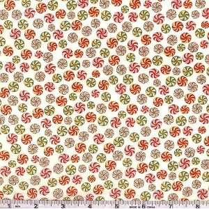  45 Wide Moda Candyland Christmas Peppermints White Fabric 