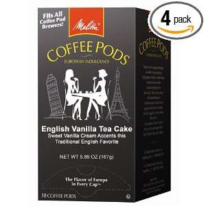 Melitta English Tea Cake Coffee Pods, 18 Count Pods (Pack of 4)