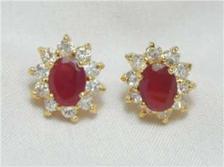   18k 14k gf 6.50cts Gems Set Ruby Necklace Pendant earrings was $4,495