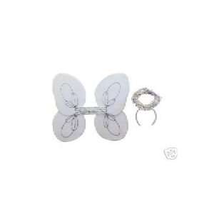 Child White Angel Fairy Wings & Tinsel Halo Costume Toys & Games