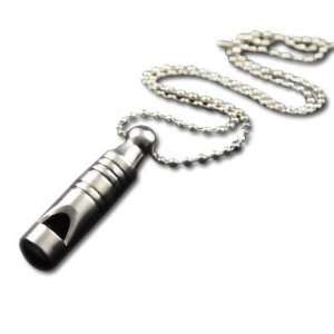 com Classic Mini Size Stainless Steel Whistle Pendant Necklace(sound 