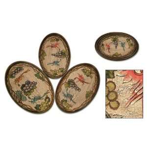  Wood trays, Birds in the Vineyard (set of 3)
