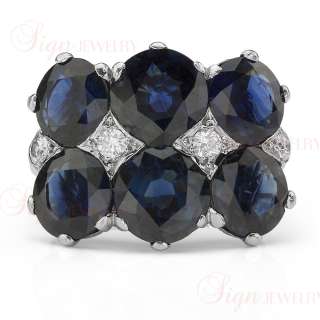 CARTIER Art Deco Platinum Diamonds Sapphire Cocktail Ring  