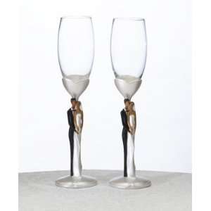   Couple Toasting Flutes   African/American   Set of 2 