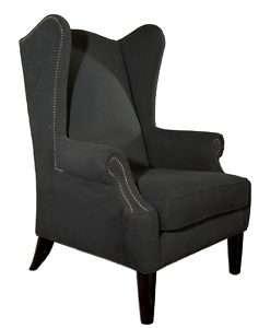 Dark Graphite Gray Wingback Fabric Upholstered Armchair  