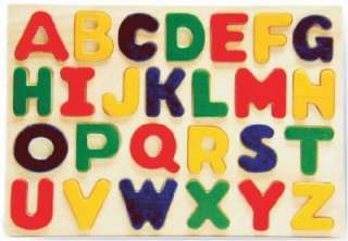 New LETTERS Childrens Wood Raised Puzzle 27 Pc Piece Brightly Colored 